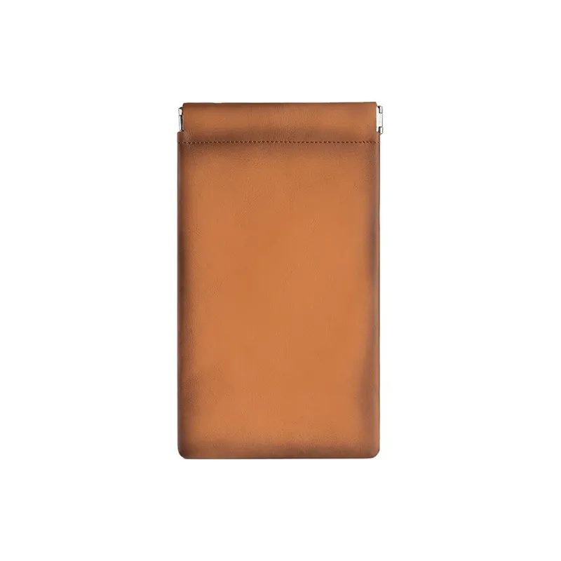 OUZIHUANG Top Grain Cow Leather Storage Bag Unisex Brown & Spray Color-0