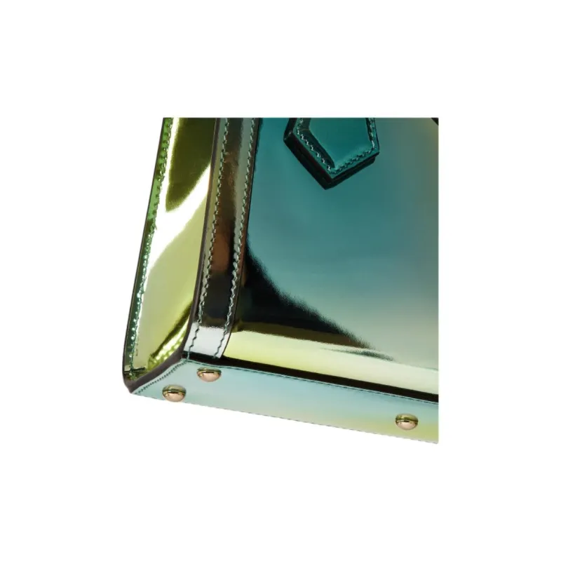 GUCCI Diana Mirror Finish Leather Tote Bag Shopping Bag Shoulder Bag Handbag Mini Women's Green Multicolor-7