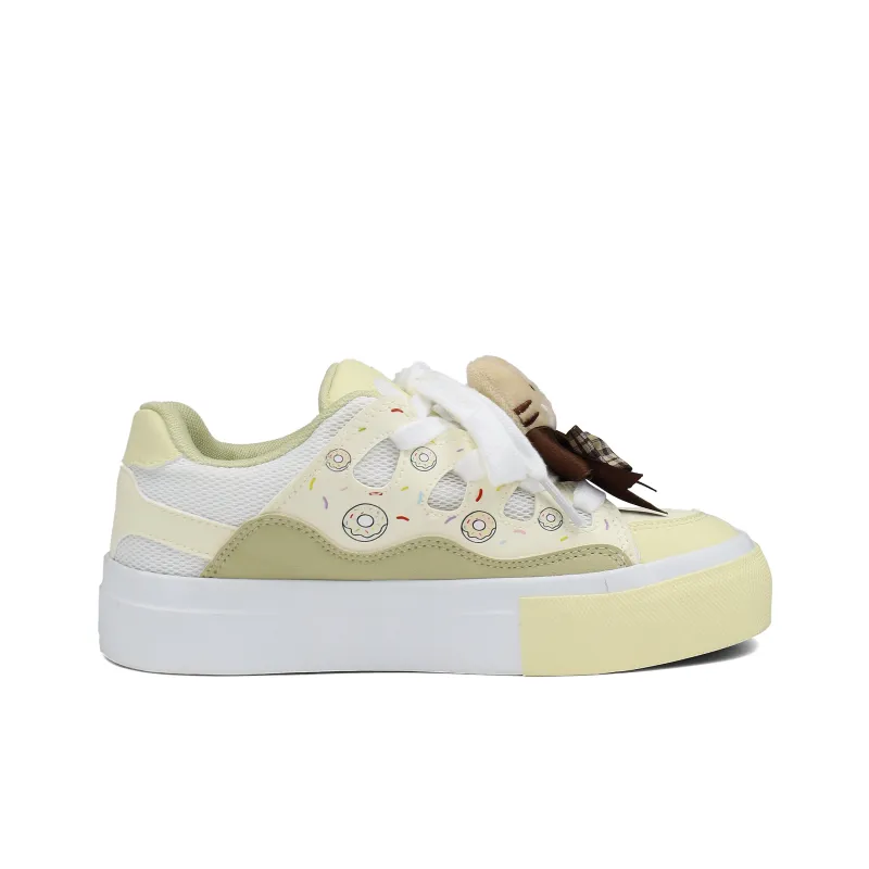 B10CROWN Wear resistant Lightweight Breathable And Non slip. Low Top Skateboard Shoes Women's Cream Donut-1