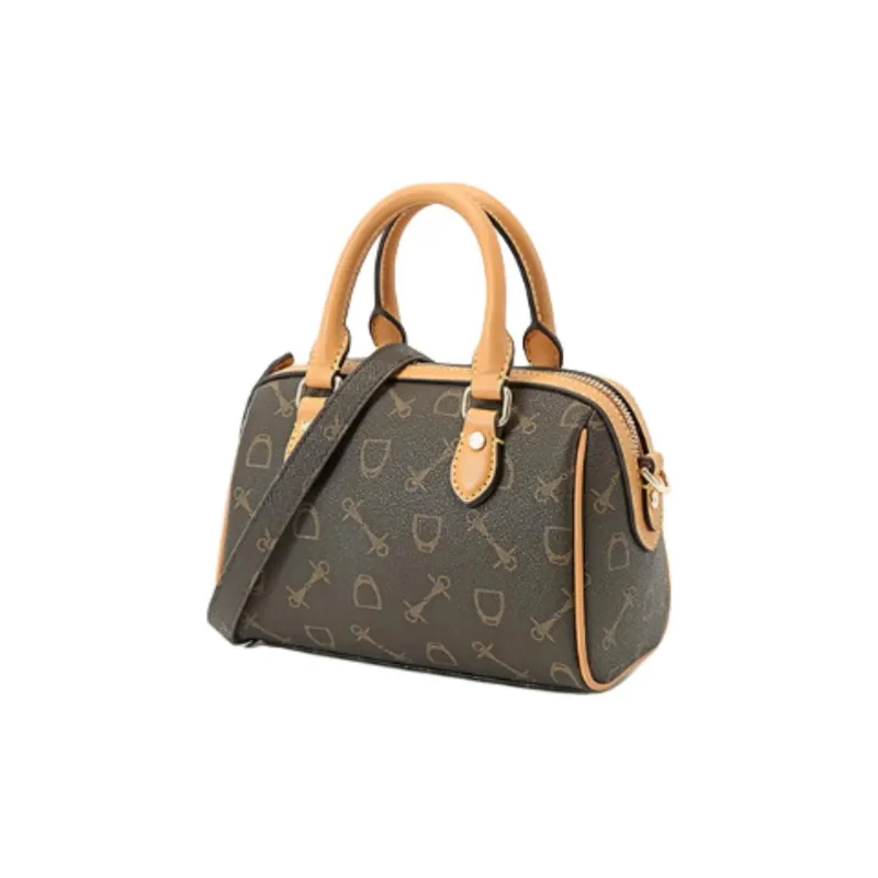 Why PVC Boston Bag, Shoulder Bag, Crossbody Bag, Handbag Trumpets Women's Coffee & Brown-2