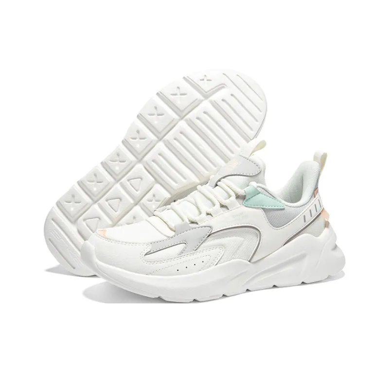 Erke Abrasion Resistant Breathable Low Top Casual Shoes Women's Microcrystal White Pencil Gray-5