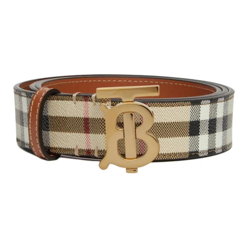Burberry Leather, Gold Plated Leather Belts Women's Brown Width 3.5CM-0