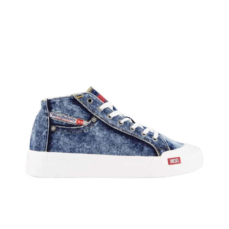 DIESEL S Athos Mid Top Skateboard Shoes Women's Blue-1