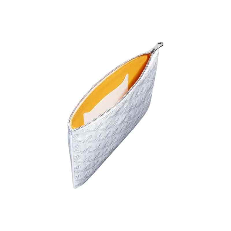GOYARD SENAT Canvas With Leather Toiletry Bags Storage Bags Clutches Small Size Unisex White-1