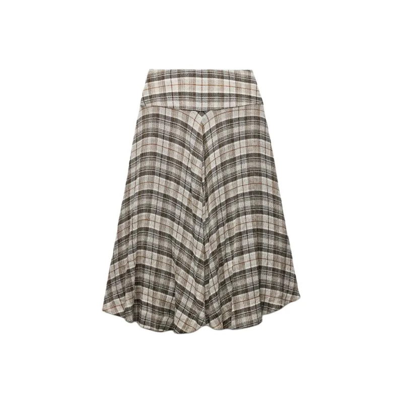 ZARA ZW Series Casual Long Skirts Women's Light Brown-1