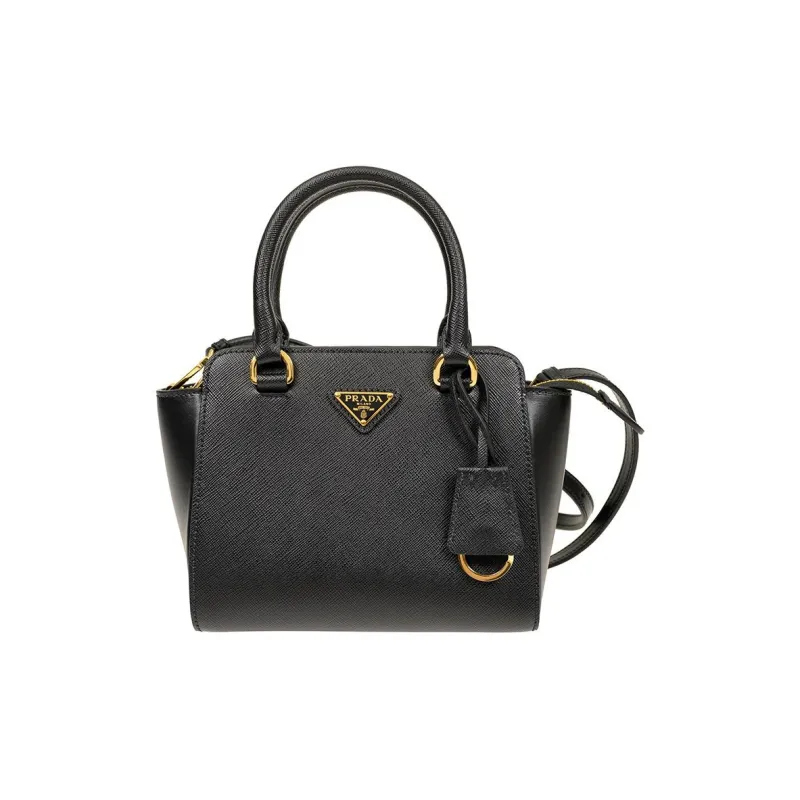 PRADA Leather Tote Bag, Shopping Bag, Shoulder Bag, Crossbody Bag, Handbag Women's Black-0