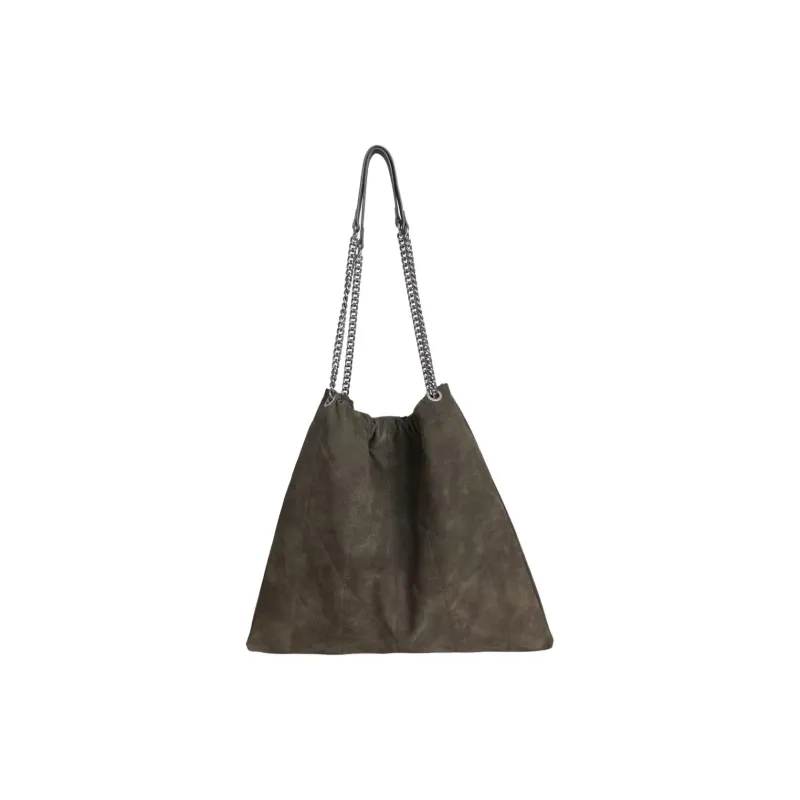 Kikawa Card Synthetic Leather Tote Bag, Shopping Bag, Shoulder Bag Large Size Women's Olive Green-3