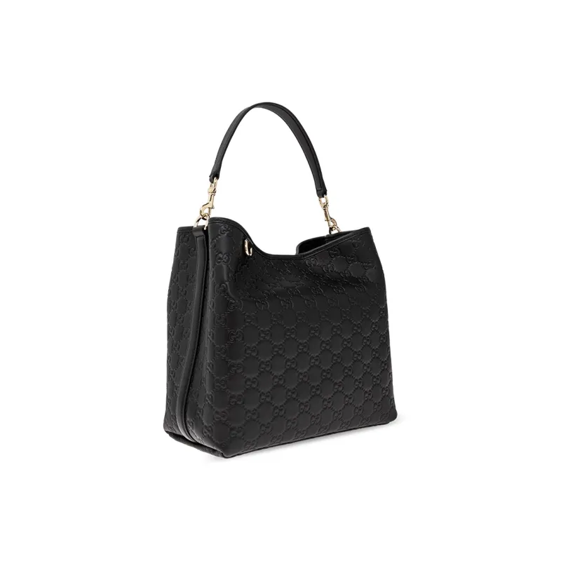 GUCCI Leather Bucket Bag, Shoulder Bag, Crossbody Bag, Handbag Regular Women's Black-1