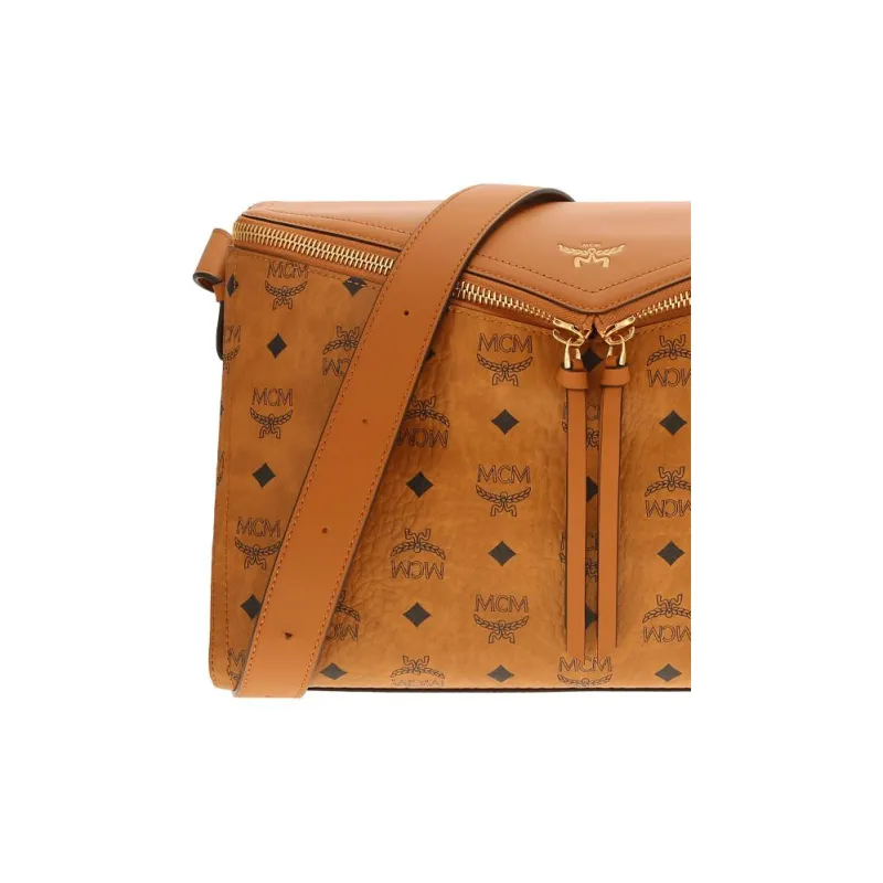 MCM Diamante 3D Spanish Calfskin Crossbody Bag, Shoulder Bag Medium Size Unisex Brown-3