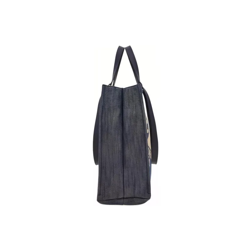 FERRAGAMO Denim With Calfskin Tote Bag Shopping Bag Handbag Large Size Women's Denim & Natural-1