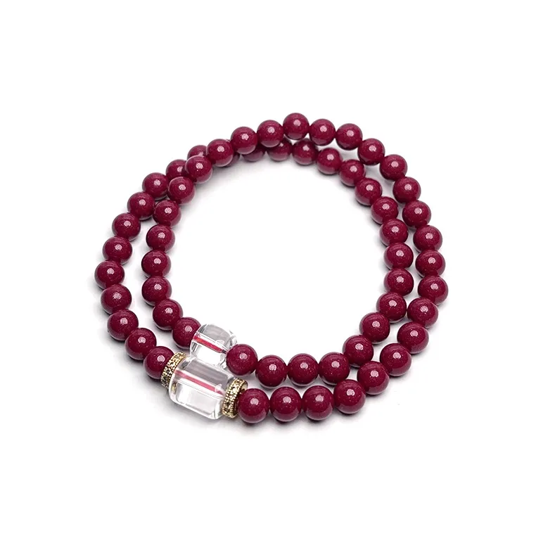 MOUNTAINS AND MANS Cinnabar New Chinese Style Stackable Good Luck Beaded Bracelet Unisex-1