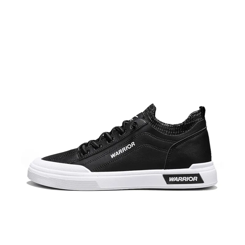 Warrior Slip on Slip on Shoes Abrasion Resistant Lightweight Slip Resistant Low Top Skateboard Shoes Men Black White-0