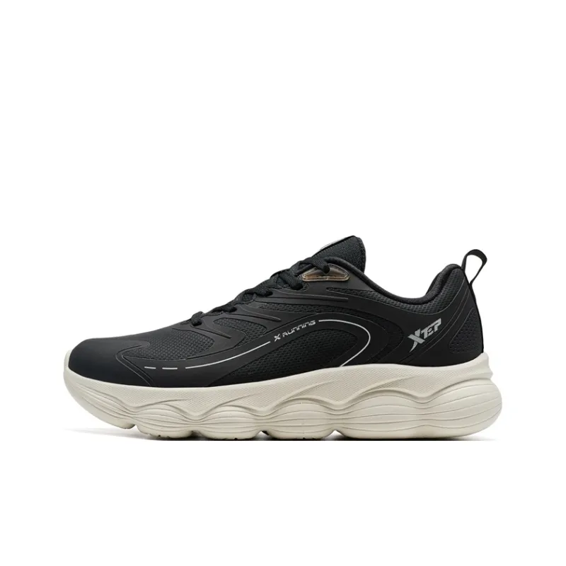 XTEP Cushioning Rebound Low-Top Casual Running Shoes Men's Black Beige-0