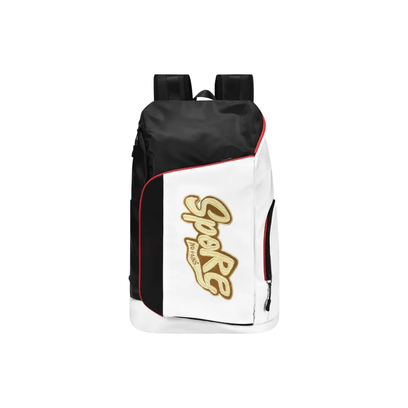 Spare No Pains. Polyester Backpack Training Bag Unisex Black White-1