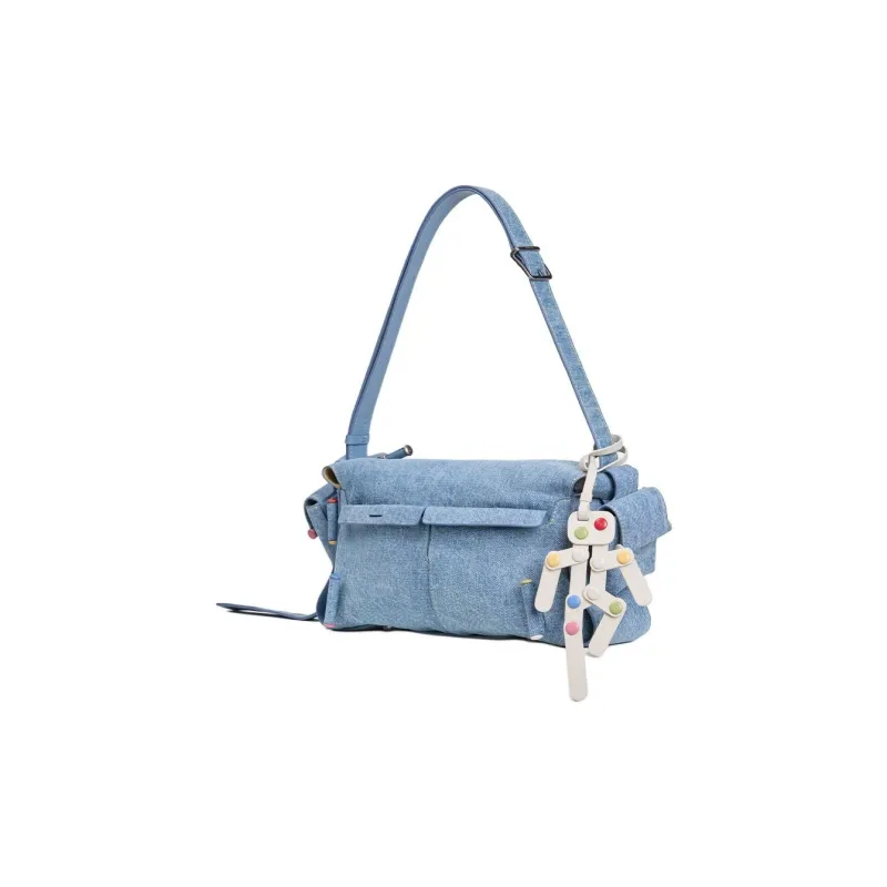 KUNOGIGI Fabric Crossbody Bag, Shoulder Bag Medium Size Women's Denim Blue-6