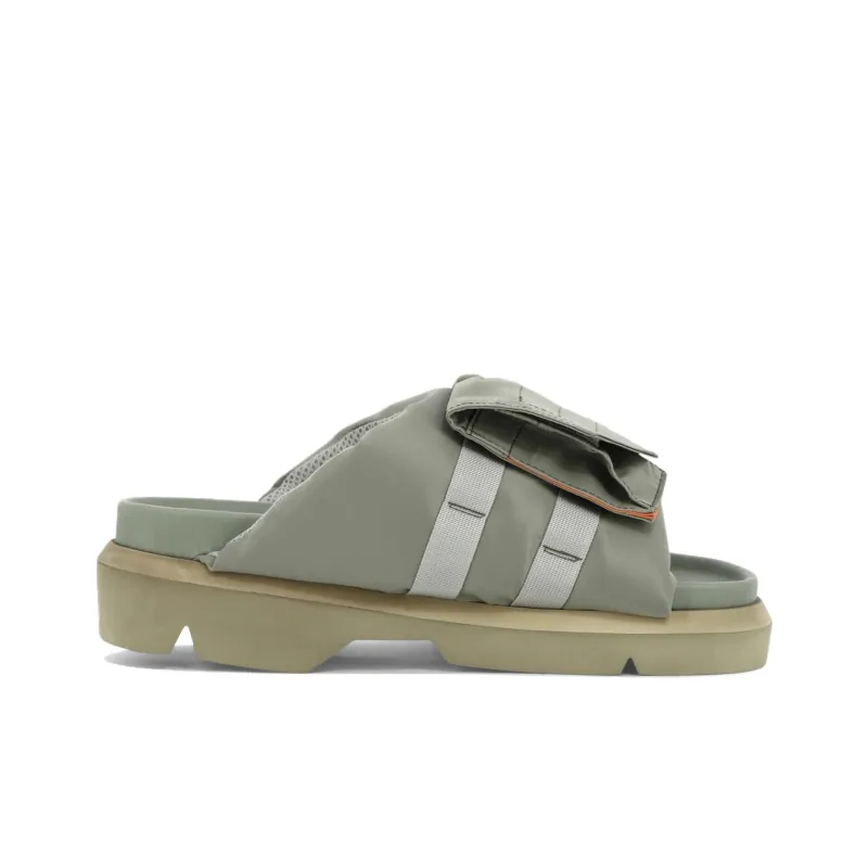 Sacai Rubber Abrasion Resistant Slide Slippers Unisex Gray Green-2