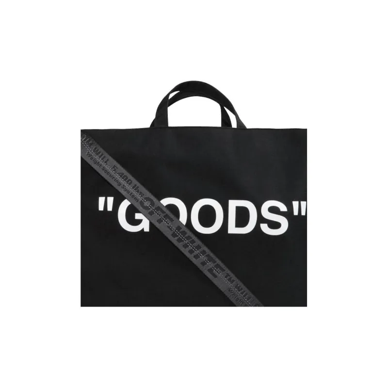 OFF-WHITE Polyester Tote Bag Shopping Bag Crossbody Handbag Unisex Black White-4