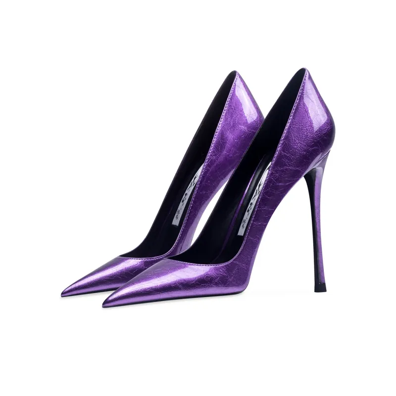 Ganxiaojie Slim Heel High Heels Women's Purple-3