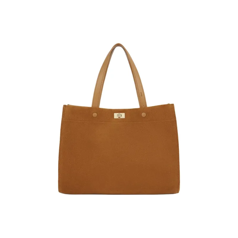 Anya Hindmarch Calfskin Tote Bag Shopping Bag Handbag Shoulder Bag Small Size Women's Brown-0