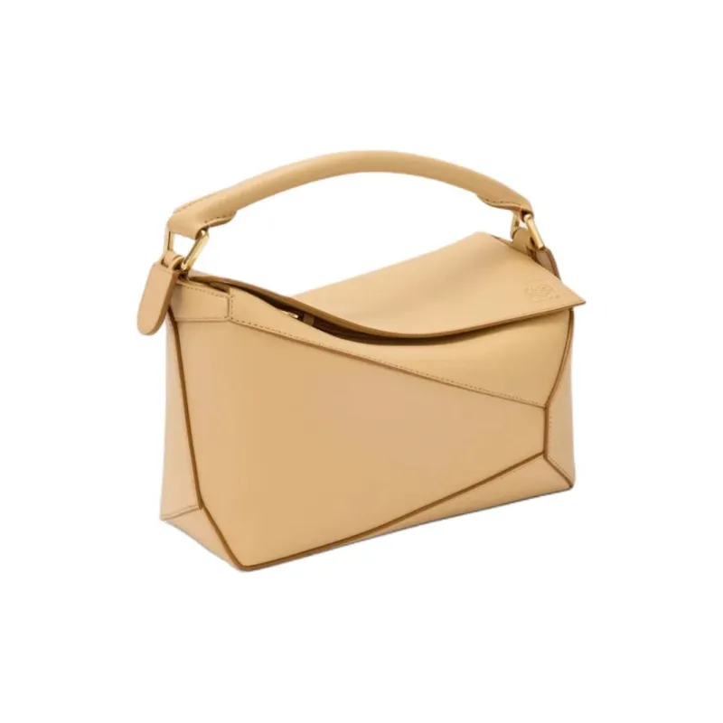 LOEWE Classic Calfskin One Shoulder Handbag Trumpets Women's Silk Beige-3