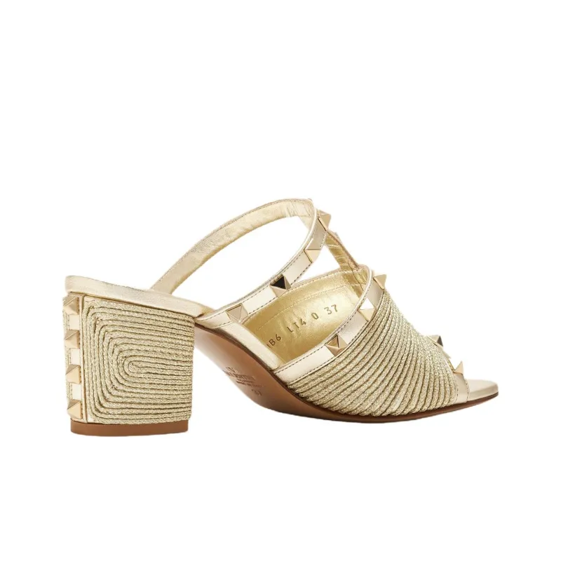 Valentino GARAVANI Abrasion Resistant Slide Slippers 6cm Women's Gold-3