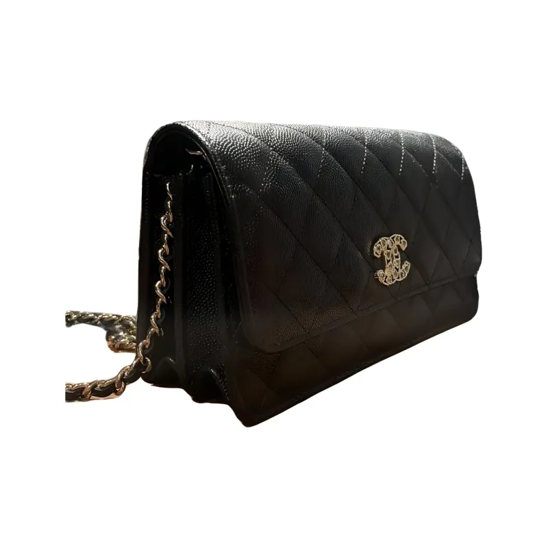CHANEL WOC Cow Leather Shoulder Bag, Crossbody Bag Women's Black-1