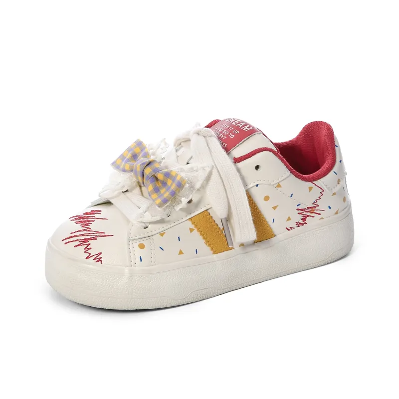 Lovely You Wear resistant And Lightweight Low Top Skateboard Shoes Women's Red Yellow-18