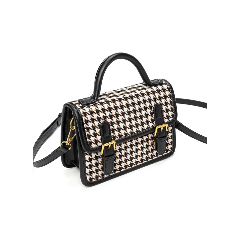 CLEVER& KETCH PU Messenger Bag Shoulder Bag Crossbody Bag Handbag Regular Women's Houndstooth Pattern-3