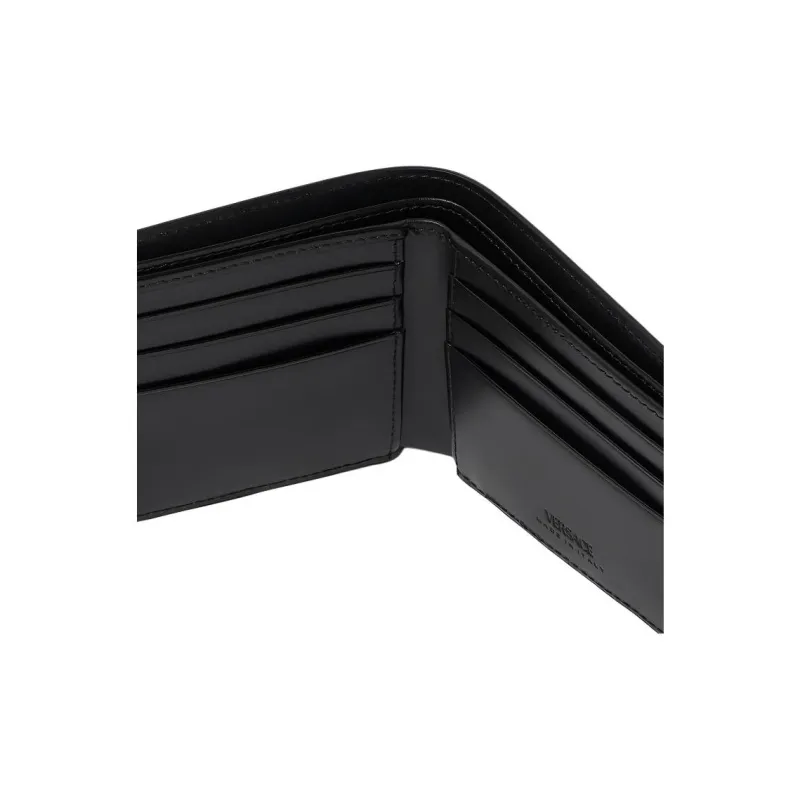 VERSACE La Greca Wallet 6 Card Slots Black/Grey/Green-3