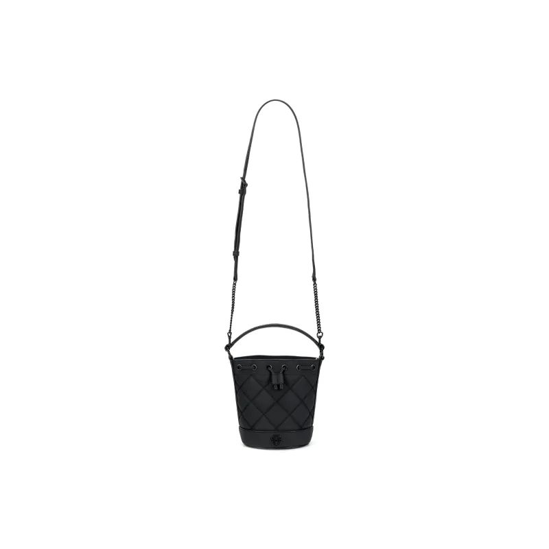 TORY BURCH Fabric Cow Leather Patchwork Bucket Bags Shoulder Bag Crossbody Bag Handbag Women's Black-0