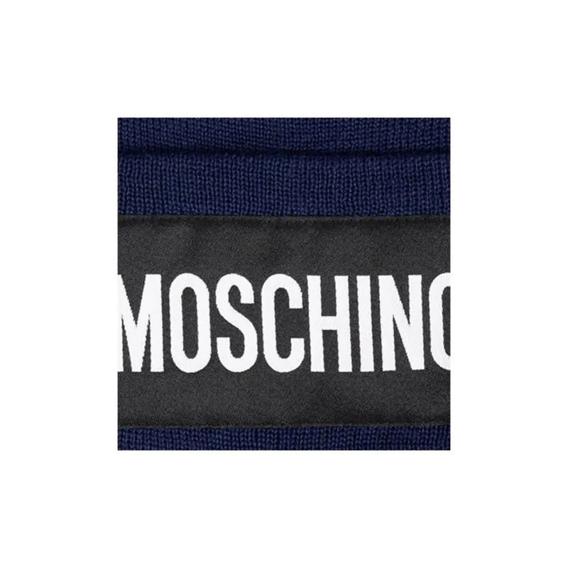 MOSCHINO Logo Patch Ribbed-Knit Beanie-2