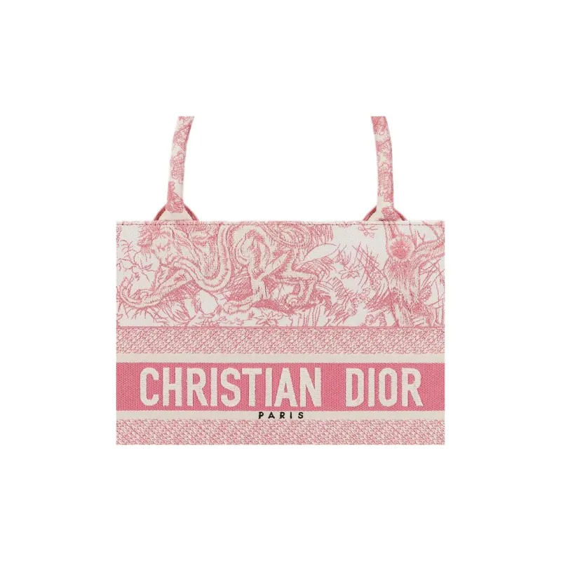 DIOR BookTote Cotton Tote Bag, Shopping Bag, Handbag Medium Size Women's Pink-4
