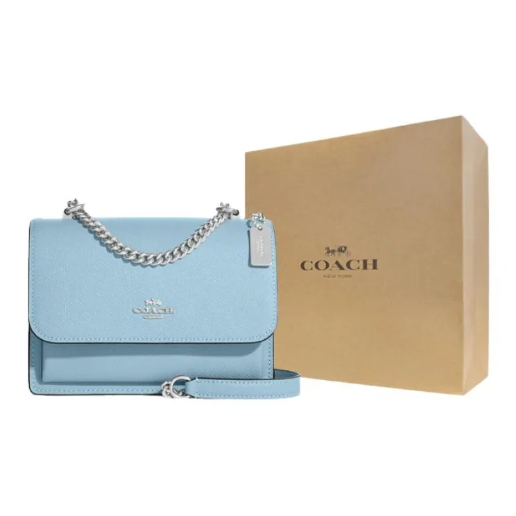 COACH Klare Split Cow Leather Envelope Bag Shoulder Bag Crossbody Bag Mini Women's Sky Blue-6