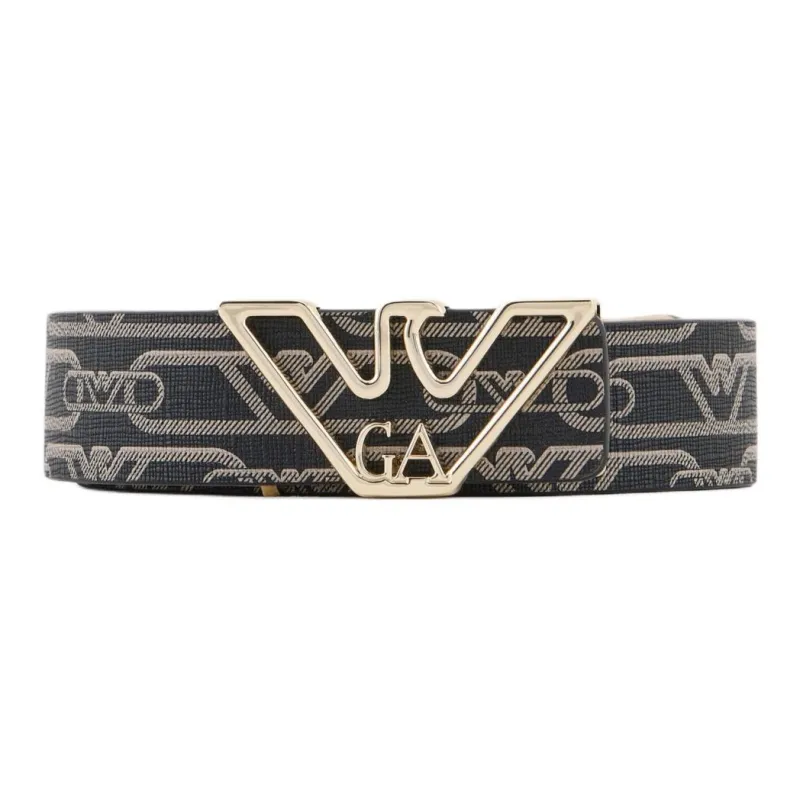 EMPORIO ARMANI Monogram print Belt With Eagle Plate-1