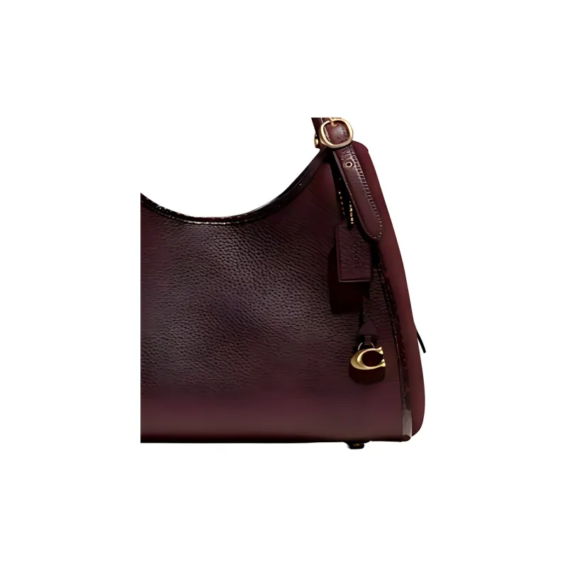 COACH Lori Pebbled Leather Handbag, Shoulder Bag Large Size Women's Burgundy-3