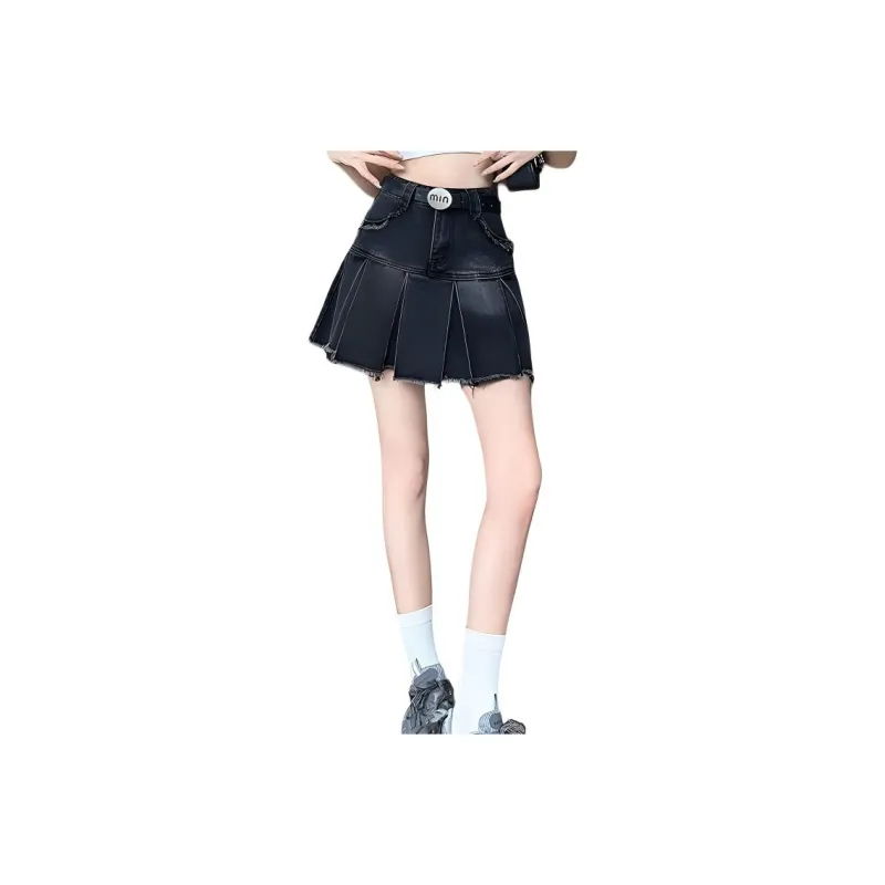 Kazakhstan Denim Short Skirts Women's Black-0
