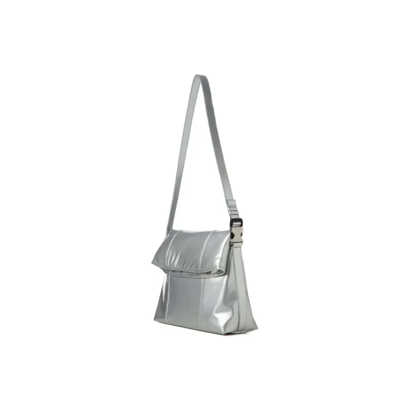 SQUARE Line Microfiber Synthetic Leather Shoulder Bag Medium Size Women's Multicolor-2