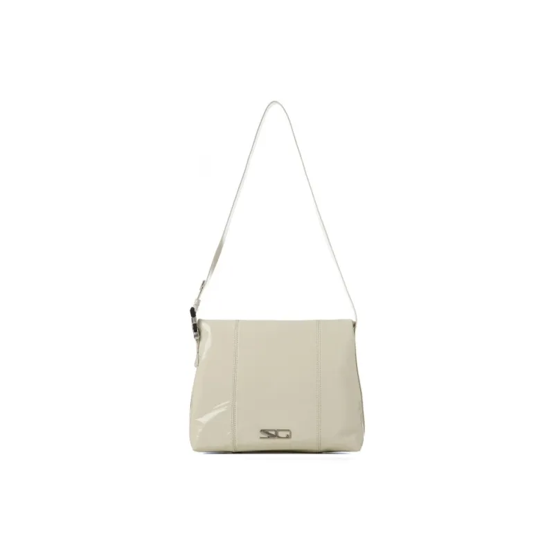 SQUARE Line Microfiber Synthetic Leather Shoulder Bag Medium Size Women's Multicolor-7