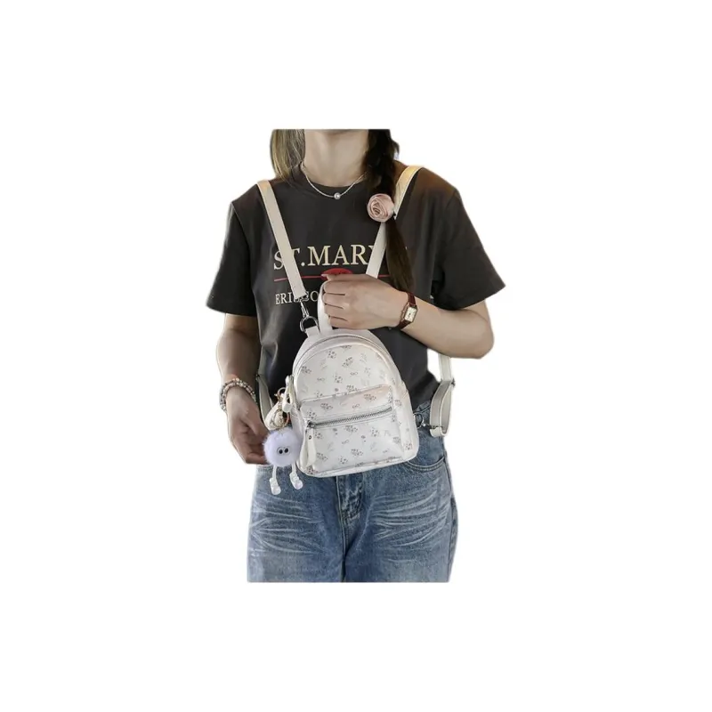 OCTSUI PU Backpack Women's White/Black/Silver-3