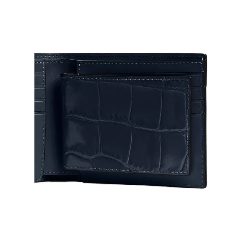 COACH Leather With Refined Calfskin Wallet Mini Men's Marine Blue-3