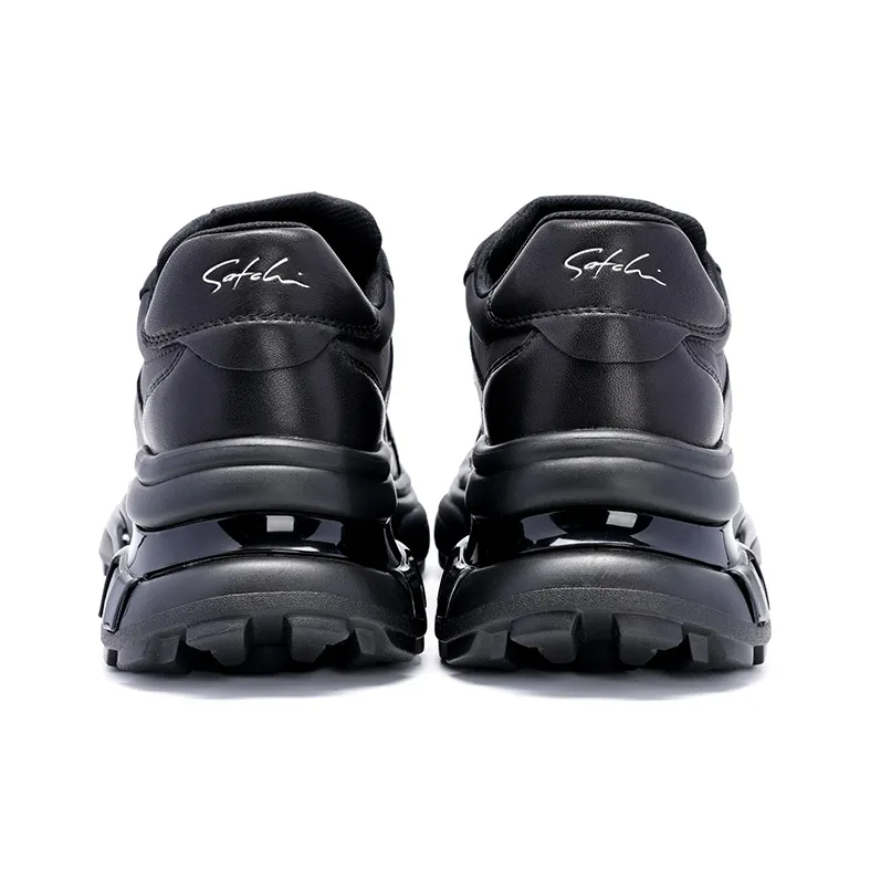 Satchi Height Increasing Wear Resistant Slip Resistant Low Top Chunky Sneakers Women's Black 7cm-4