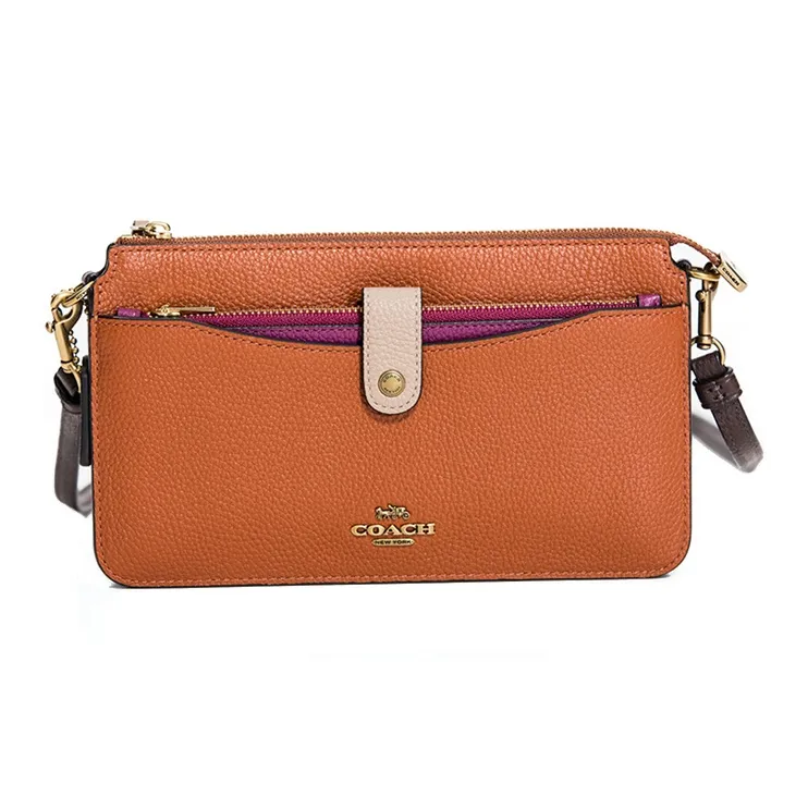 COACH Noa Pop Up Cow Leather Shoulder Bag, Crossbody Bag Trumpets Women's Orange-0