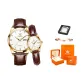 Brown Leather Gold Case White Dial