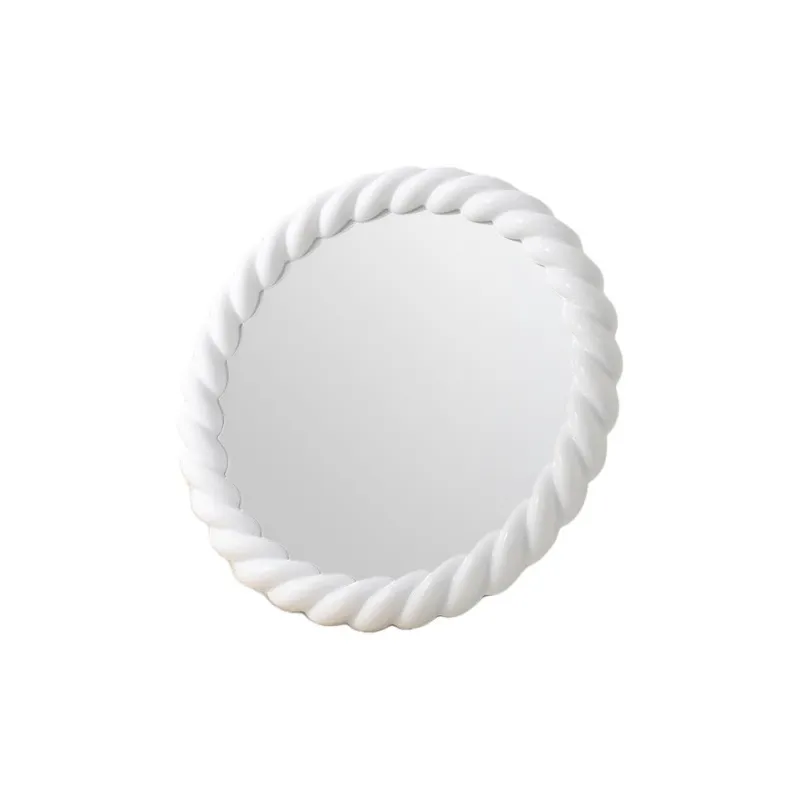 XIAOLITONGXUE Cute Cream Style HD Makeup Mirror, Round Desktop Portable Cream Style Office Movable Mirror-0
