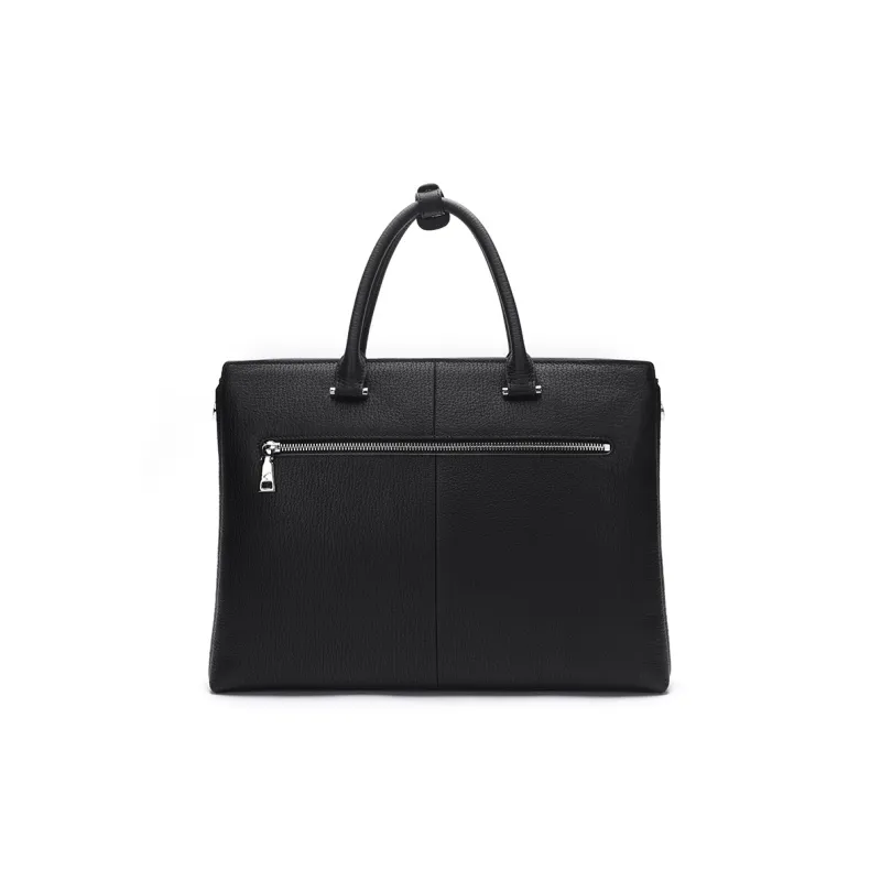 Satchi Cow Leather Briefcase Large Size Men's Black-3