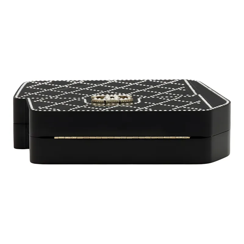 CHANEL Glossy Leather Evening Bag, Square Box Clutch, Shoulder Bag, Crossbody Bag Regular Women's Black-4