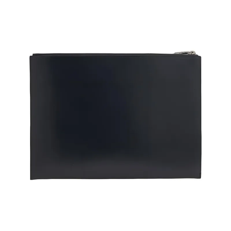 SAINT LAURENT Smooth Cow Leather Storage Bag Clutch Men's Black-4