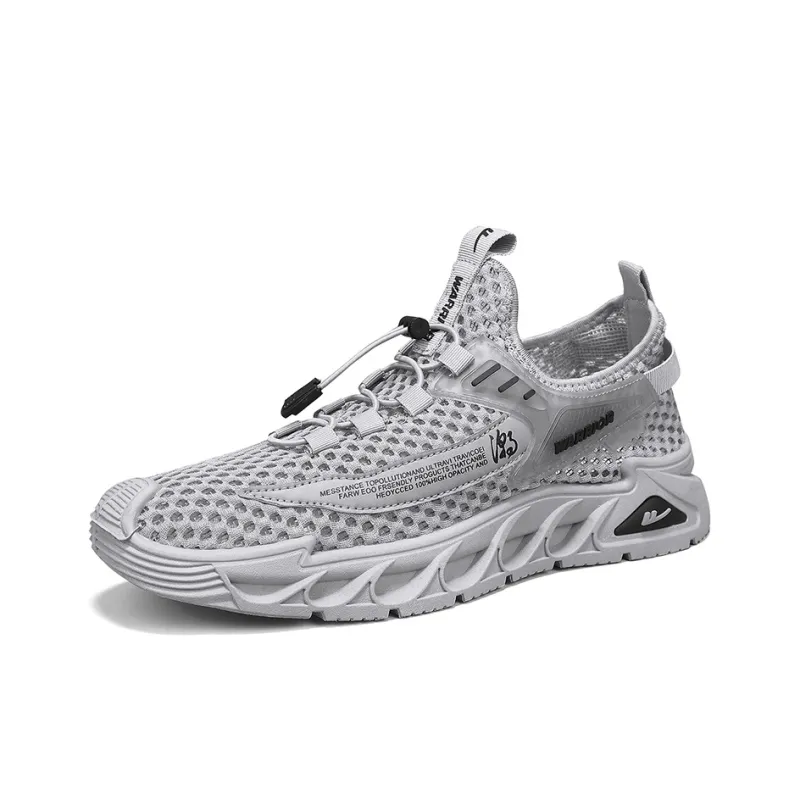 Warrior Lazy Slip on Cushioned Wear Resistant Lightweight Breathable Slip Resistant Low Top Casual Shoes Men's Gray-2