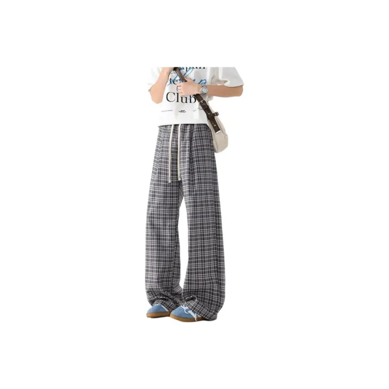 BEAR UNION Casual Pants Unisex Black White Plaid-10