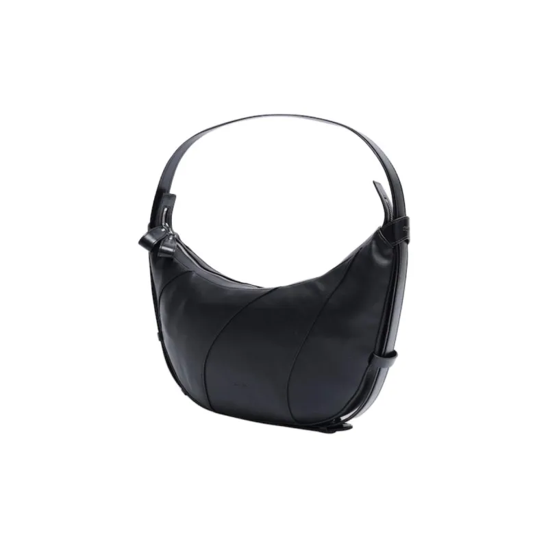 Shinpos Cow Leather One Shoulder Handbag Crossbody Bag Regular Unisex Black-3
